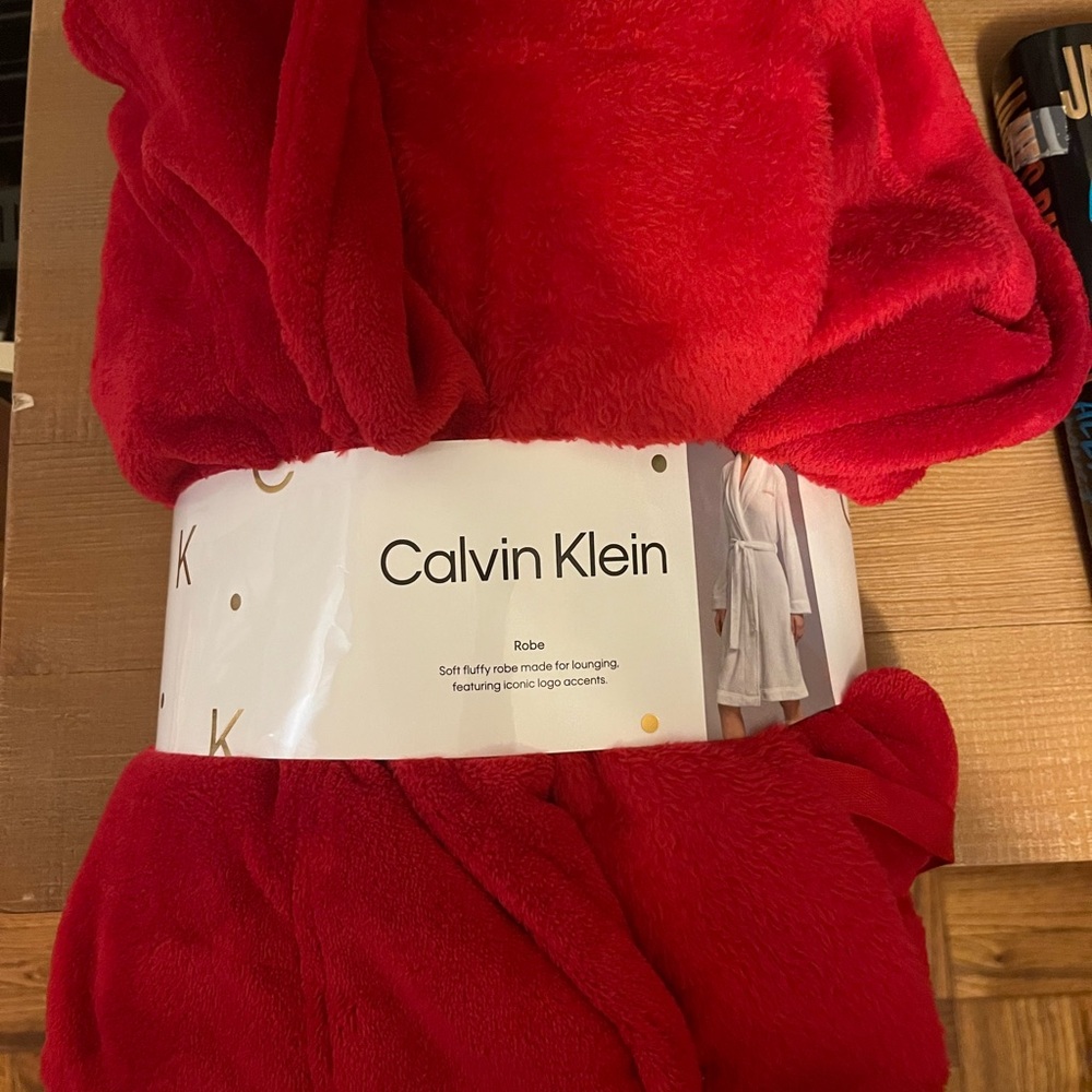 Calvin Klein red robe small NWT
